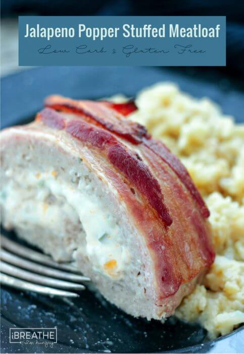 Bacon Wrapped Jalapeño Popper Stuffed Meatloaf - cheesy & delicious, it's also gluten free, keto, Atkins and Low Carb friendly!