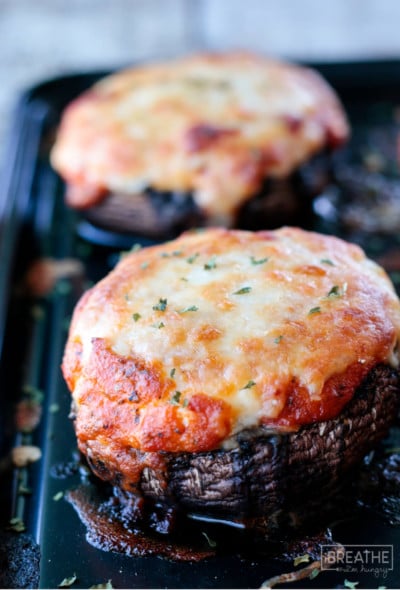 Lasagna stuffed portobello mushrooms complete