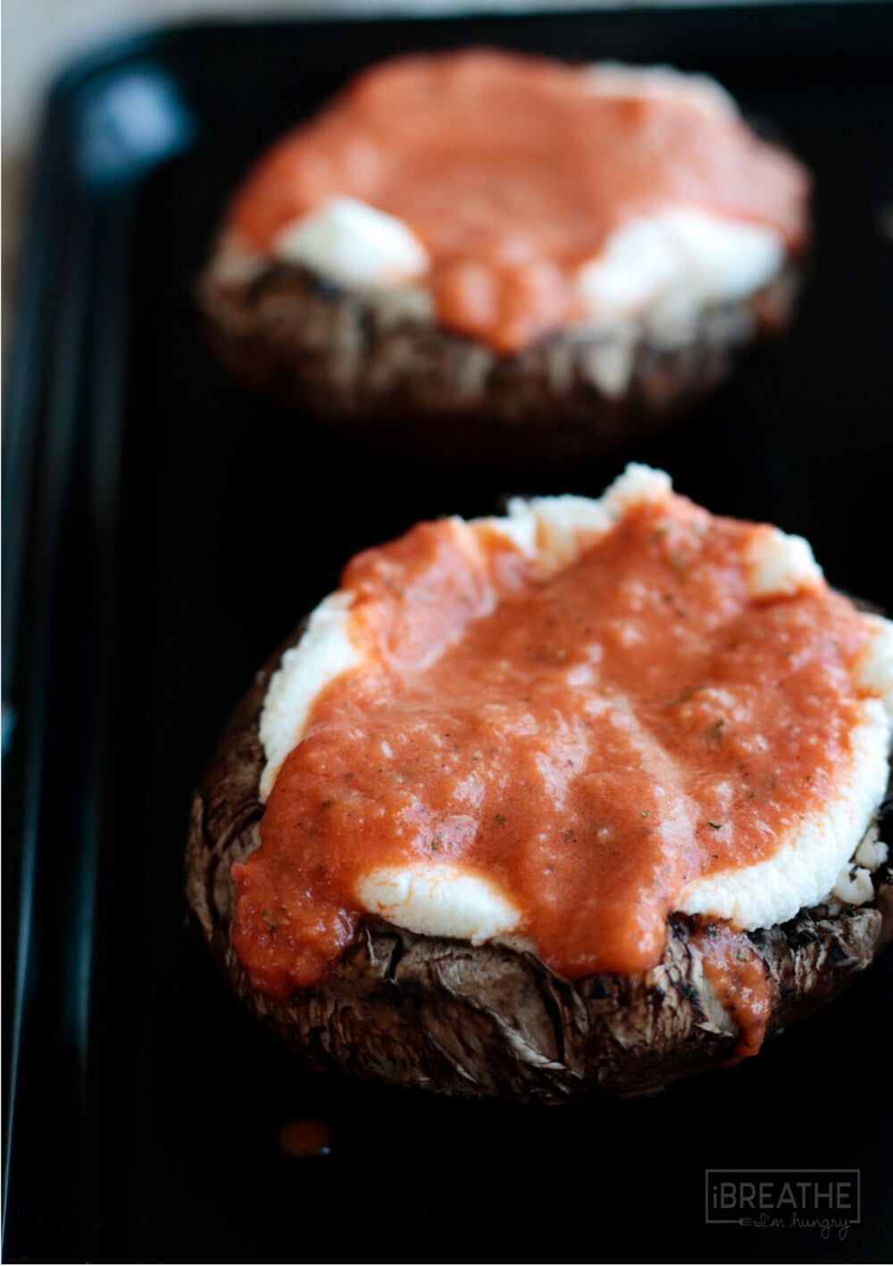 Lasagna stuffed portobello mushrooms add the sauce
