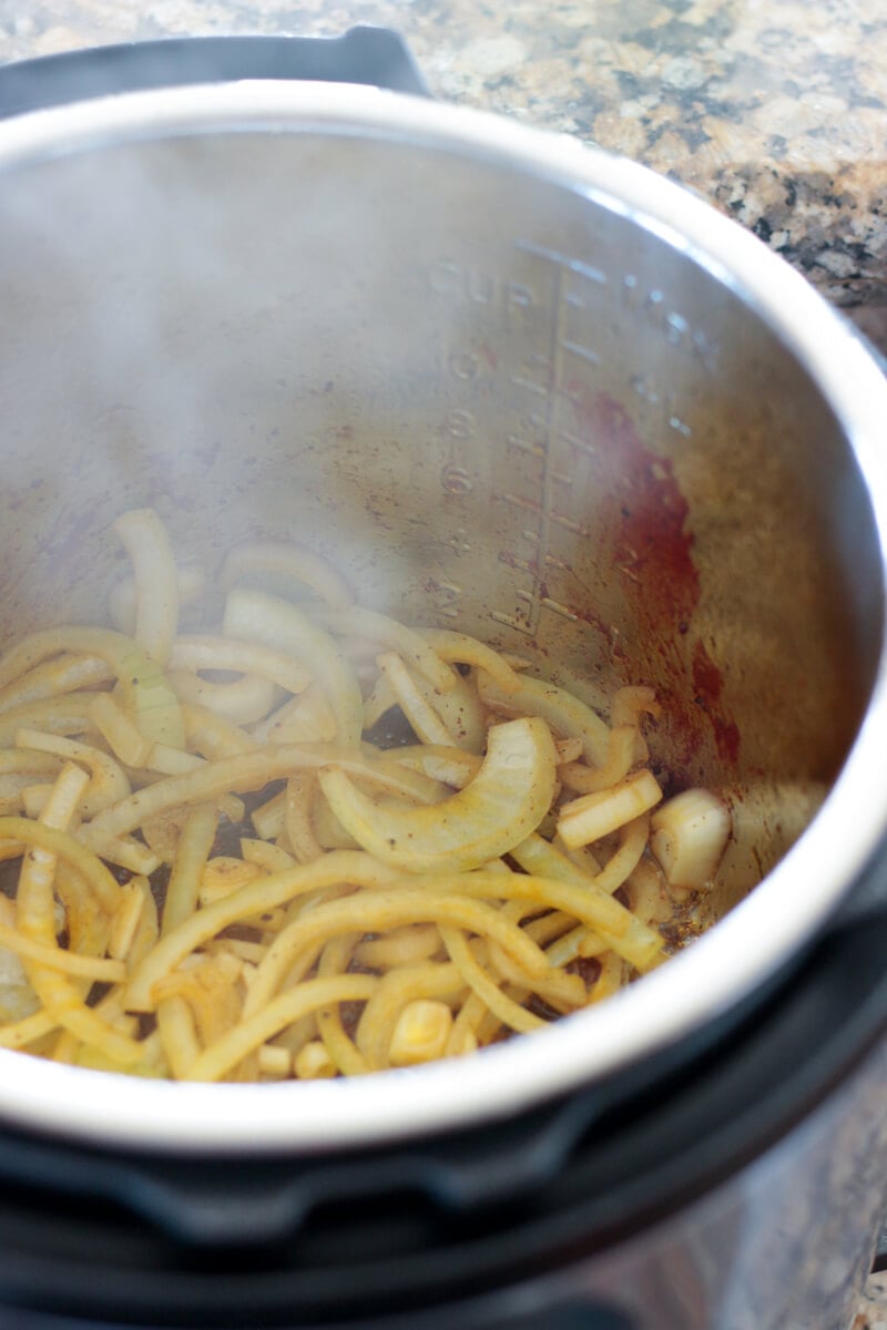Saute your onions after searing the chicken right in the Instant Pot!