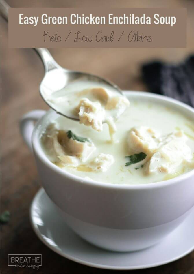 This low carb green chicken enchilada soup is going to be a huge hit with the family!