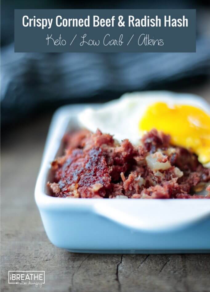Easy Keto Crispy Corned Beef Hash with fried eggs - keto breakfast perfection!