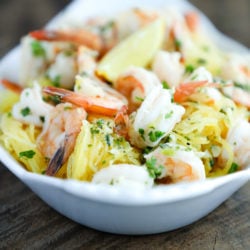 Dairy Free Keto Shrimp Scampi on Spaghetti Squash