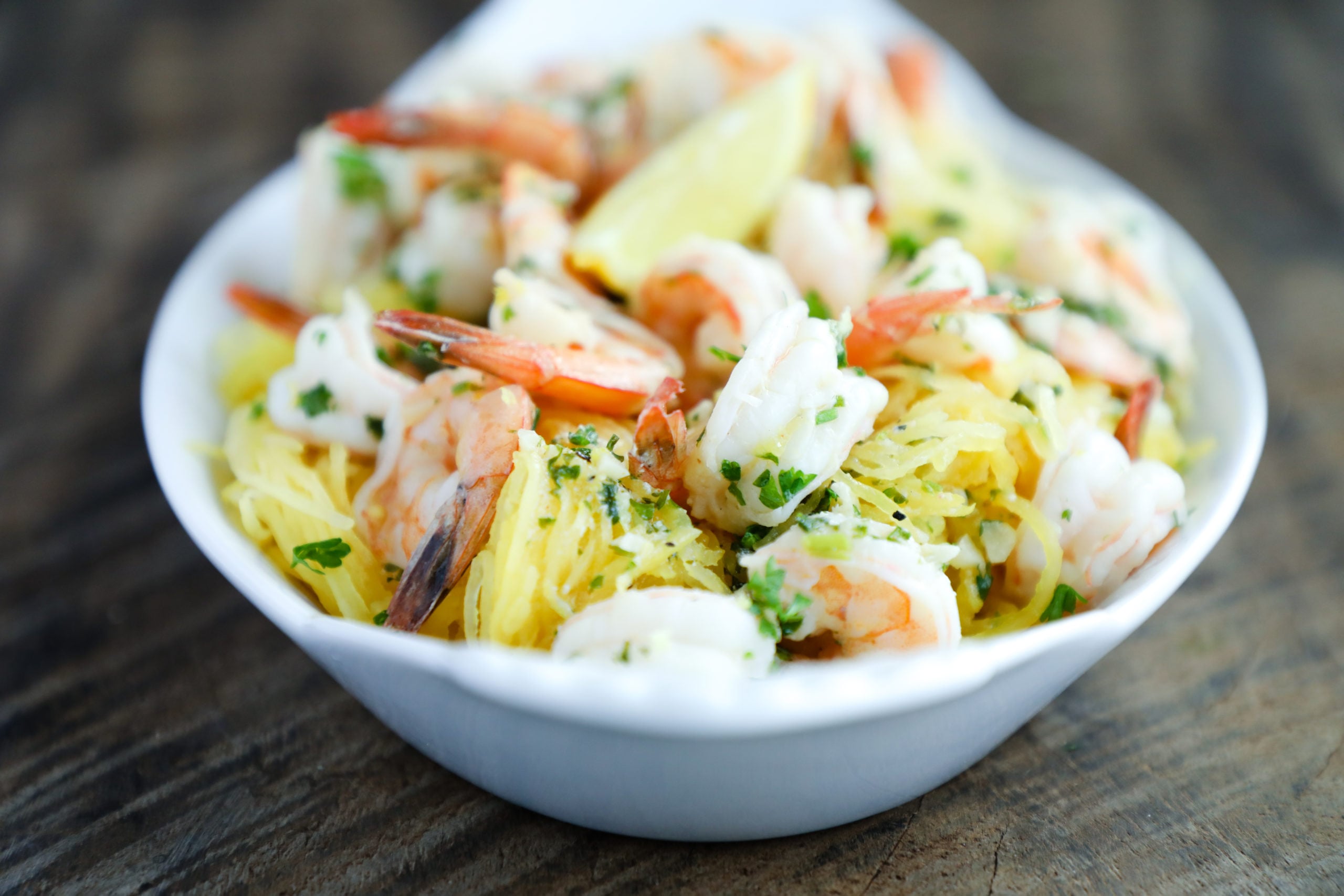Dairy Free Keto Shrimp Scampi on Spaghetti Squash