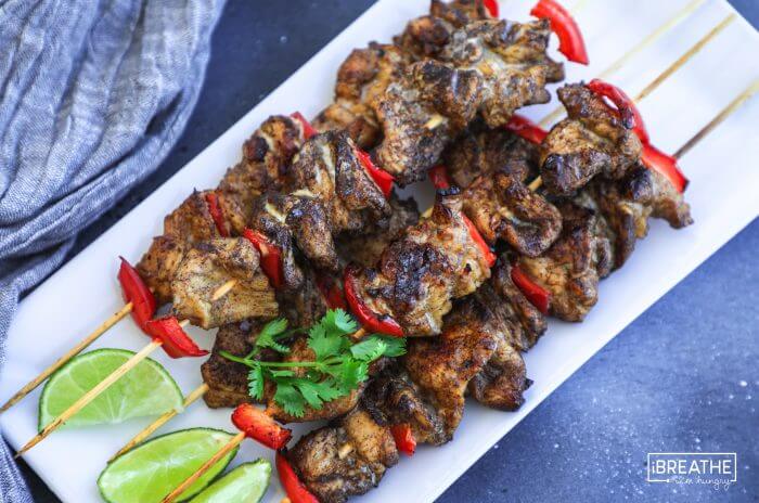 Easy and delicious grilled keto 5 spice chicken skewers!