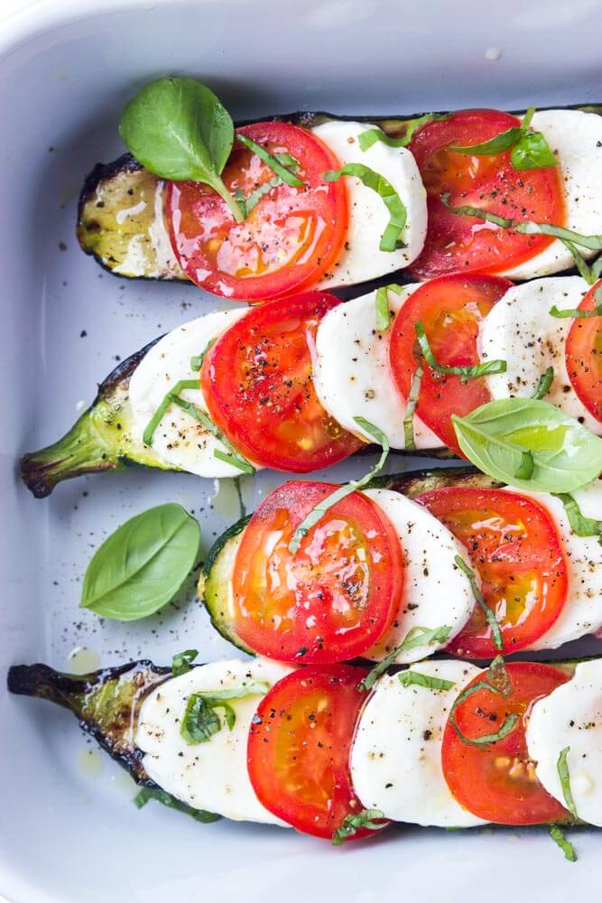 Keto Caprese Recipes - Stuffed Zucchini