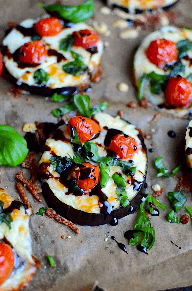 Keto Caprese Recipes - Eggplant Caprese Pizzas