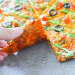 This delicious keto chicken crust taco pizza has only 2g net carbs!!!