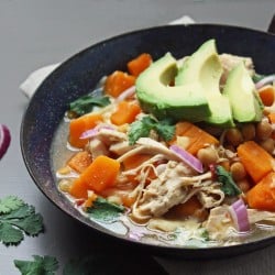 Bowl of Keto Pumpkin Chicken Chili