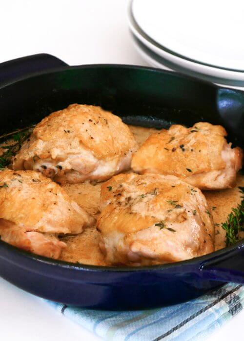 Perfect for busy weeknights, these easy keto dijon chicken thighs are made in one pan!