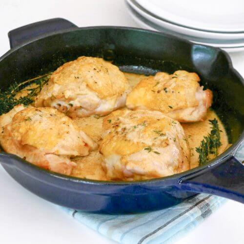 Perfect for busy weeknights, these easy keto dijon chicken thighs are made in one pan!