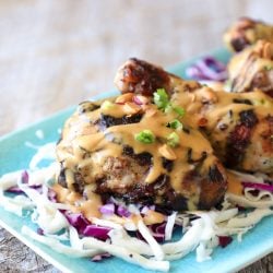 Keto Grilled Chicken with Peanut Sauce - perfect for parties, it's low carb and Atkins friendly!