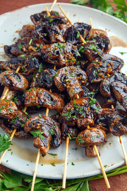 Grilled mushroom skewers