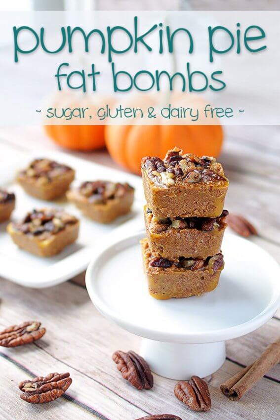 Stack of pumpkin pie fat bombs on a plate