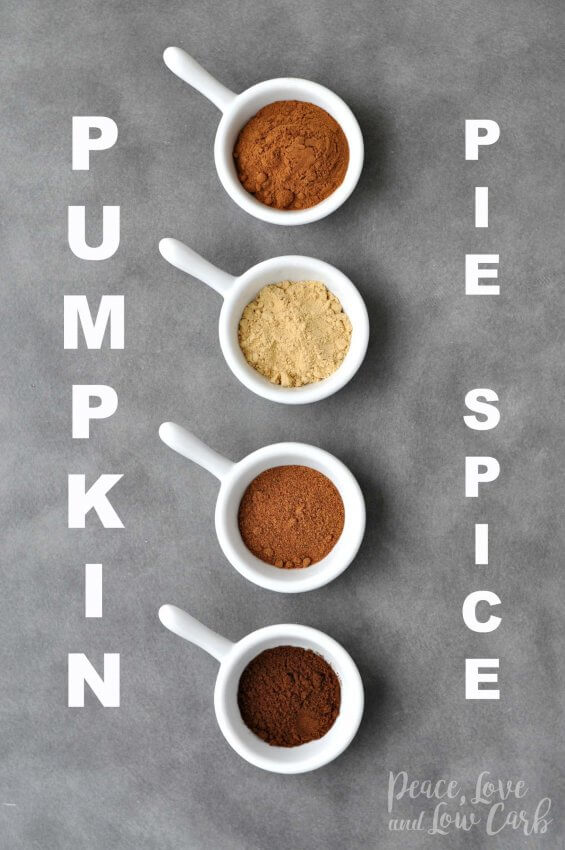 spices lined up in white bowls for pumpkin pie spice recipe