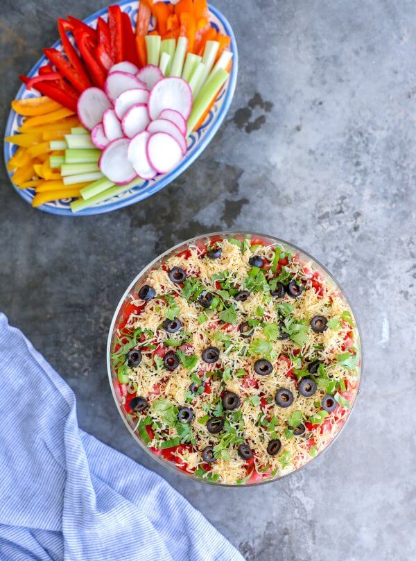 Keto 7 Layer Dip on concrete counter