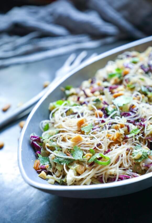 Keto Asian Noodle Salad with Peanut Sauce side view