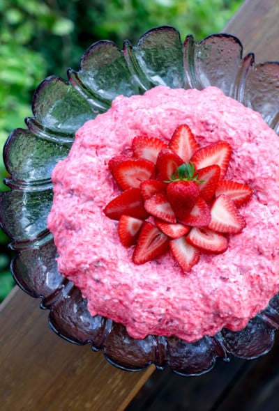 keto strawberry jello salad from above