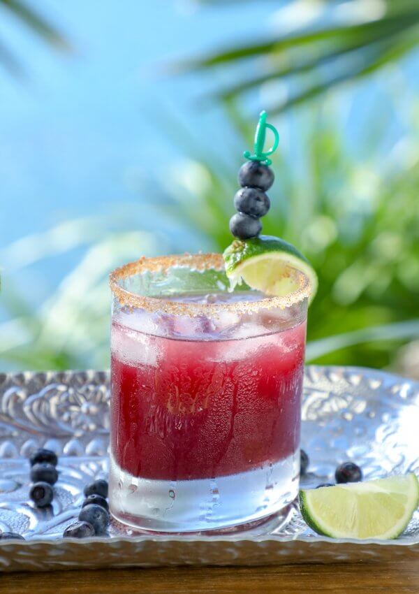 Keto Blueberry Moscow Mule with blueberry garnish