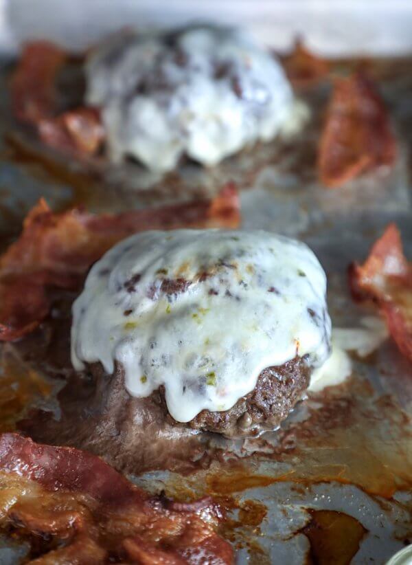 Keto Sheet Pan Burger with cheese