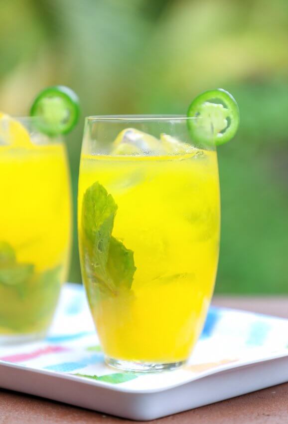Keto Spicy Mango Mojitos on tray