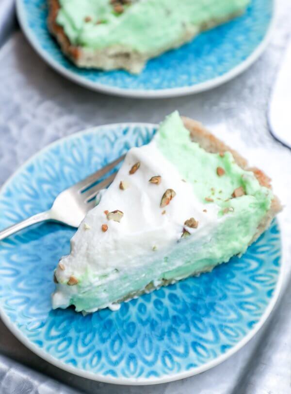 Keto Pistachio Pudding Pie slice