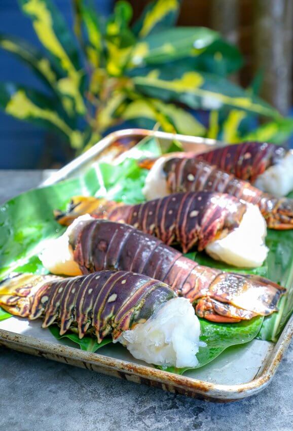 Raw Lobster Tails on sheet pan