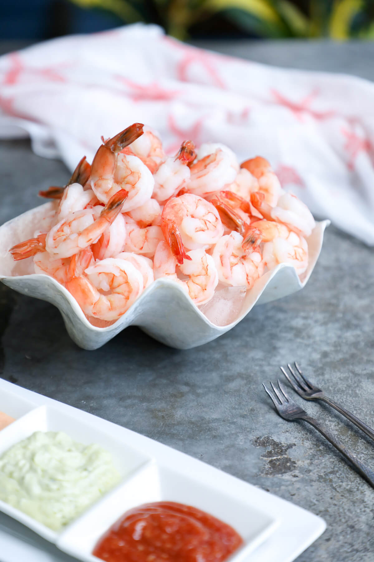 keto shrimp cocktail with 3 sauces