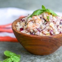 keto shrimp & cauliflower salad with basil