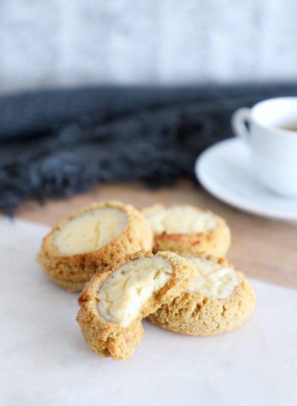 Keto Pumpkin Cheesecake Cookies on a serving board