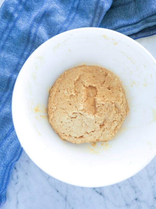 keto pumpkin spice monkey bread muffin dough in a white bowl