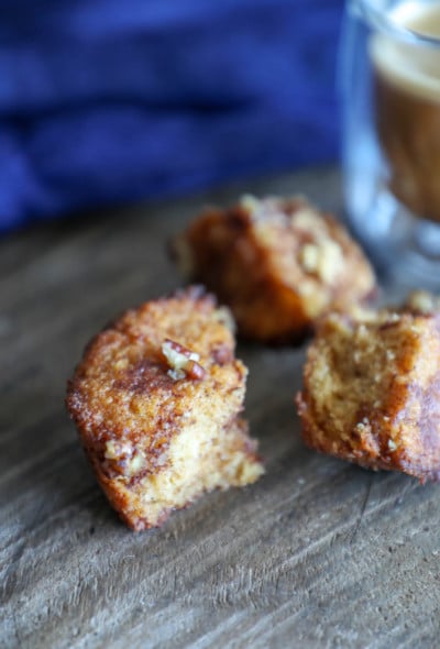 keto pumpkin spice monkey bread muffins in three pieces