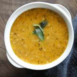 Creamy Keto Pumpkin & Sausage Chowder from above