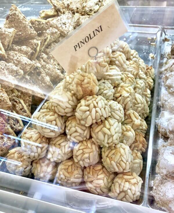 keto pignoli cookies in a shop in Tuscany