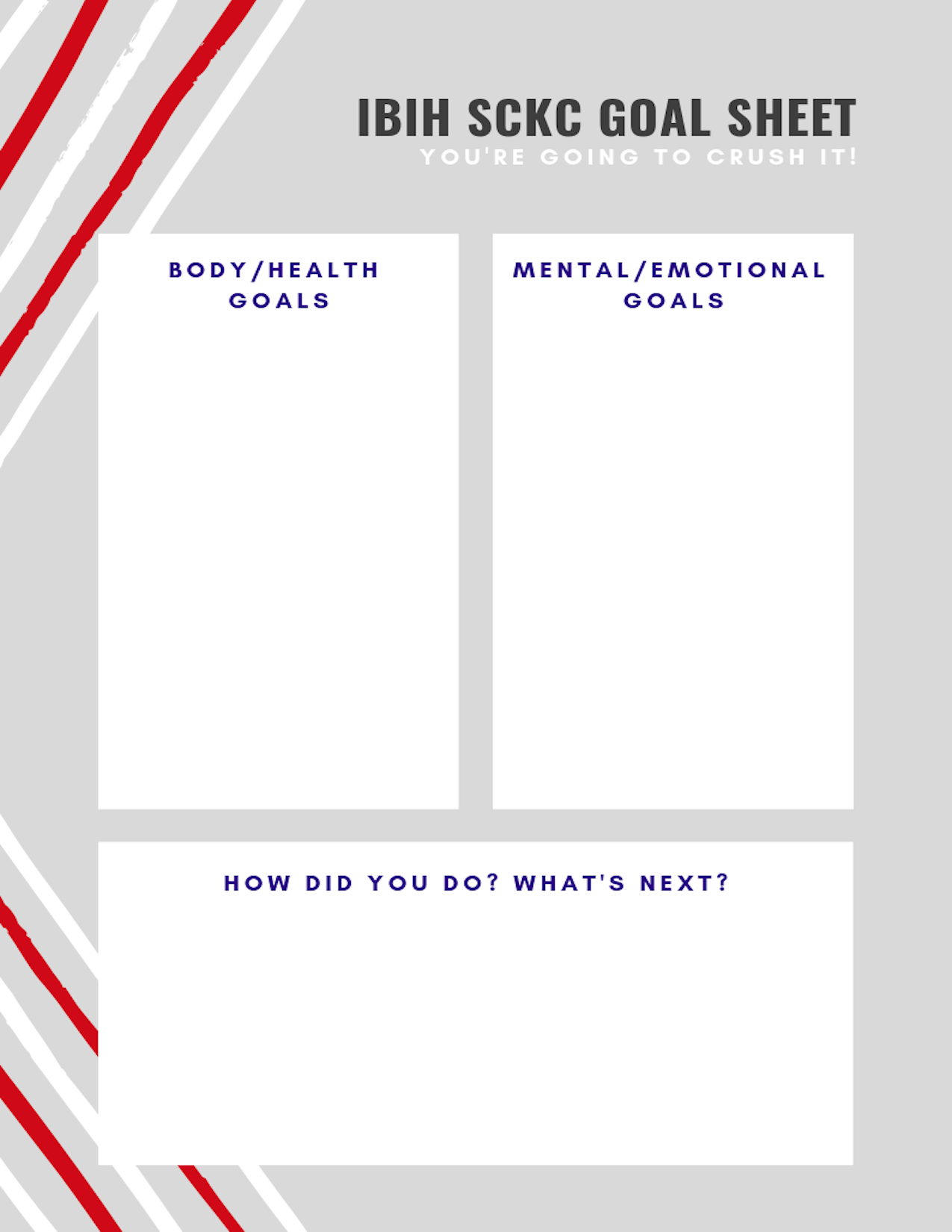 IBIH SCKC goal sheet - get ready to crush it this month!