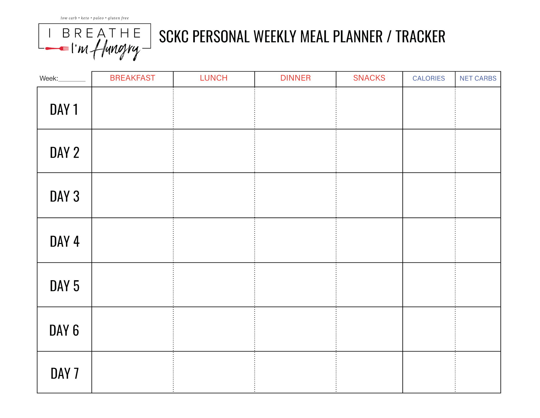 IBIH Squeaky Clean Keto Challenge Meal Planner