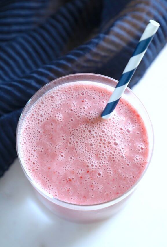 Keto Strawberry Vanilla Smoothie from above