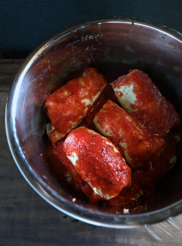 keto stuffed cabbage in the instant pot before cooking