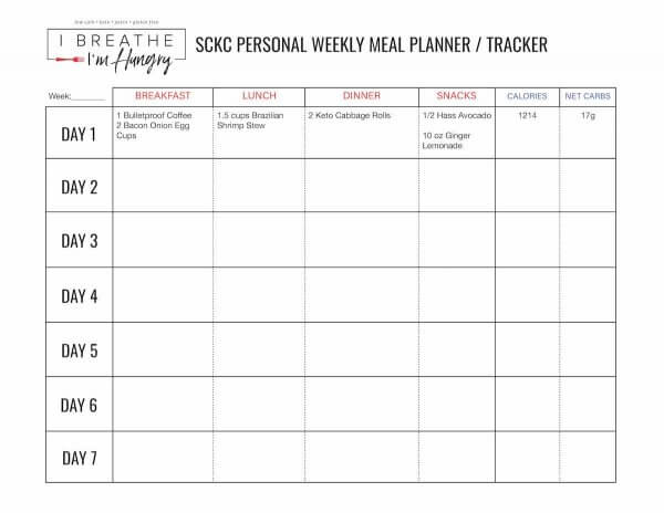 Week 4 Squeaky Clean Keto Challenge Sample Menu