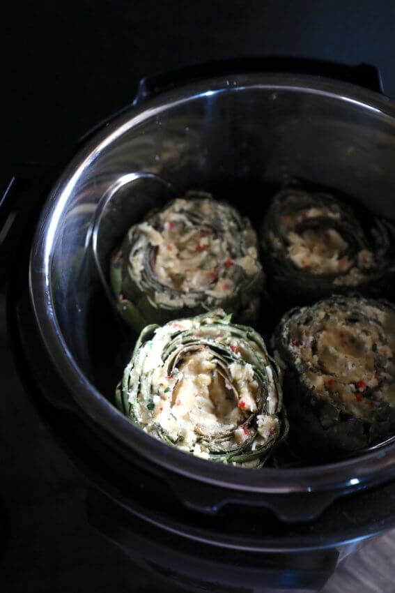 Keto Stuffed Artichokes in the Instant Pot