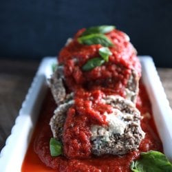 Keto Lasagna Meatloaf on a rectangular white platter