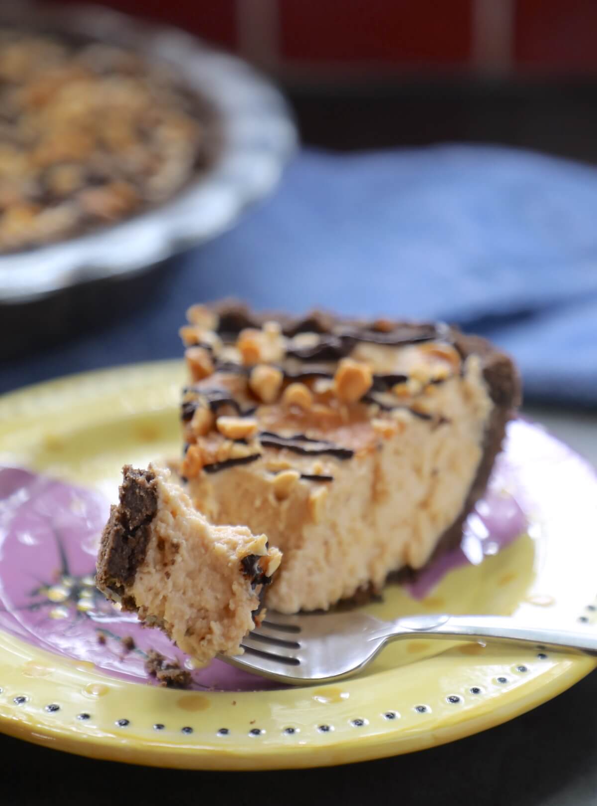 Forkful of Keto Peanut Butter & Chocolate Pie