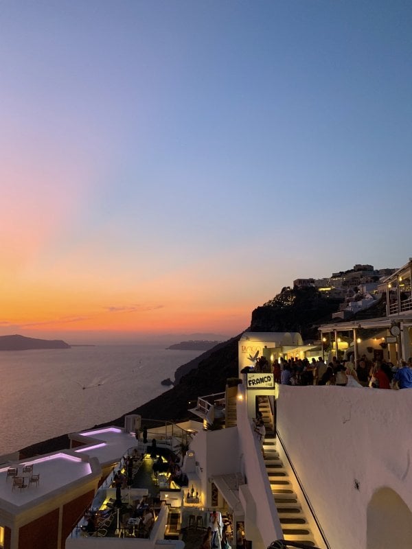IBIH Vacation Travel Guide to Santorini - Sunset in Fira