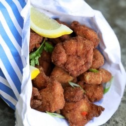 keto chicken karaage with lemon wedges and scallions