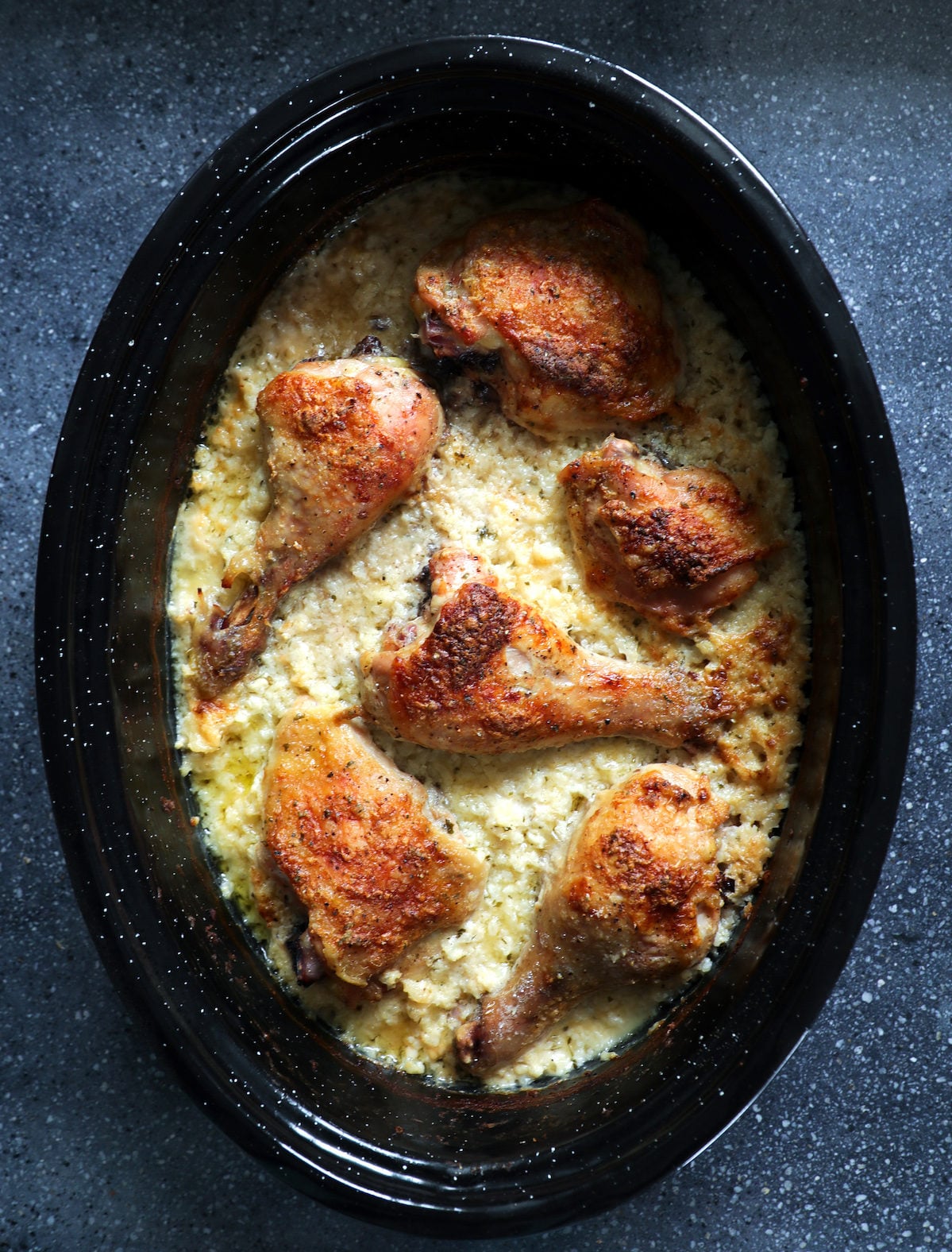 Keto Cheesy Ranch Chicken & Rice after baking