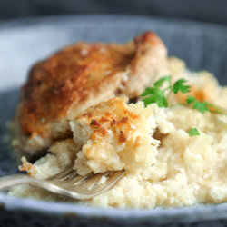 Close up of keto cheesy ranch cauliflower rice