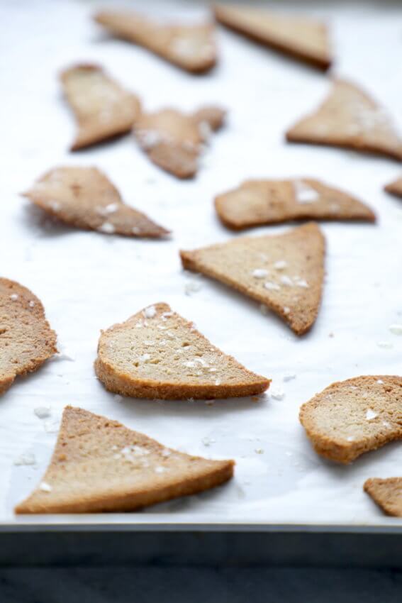 Thin crackers made from slices of easy Keto Bread