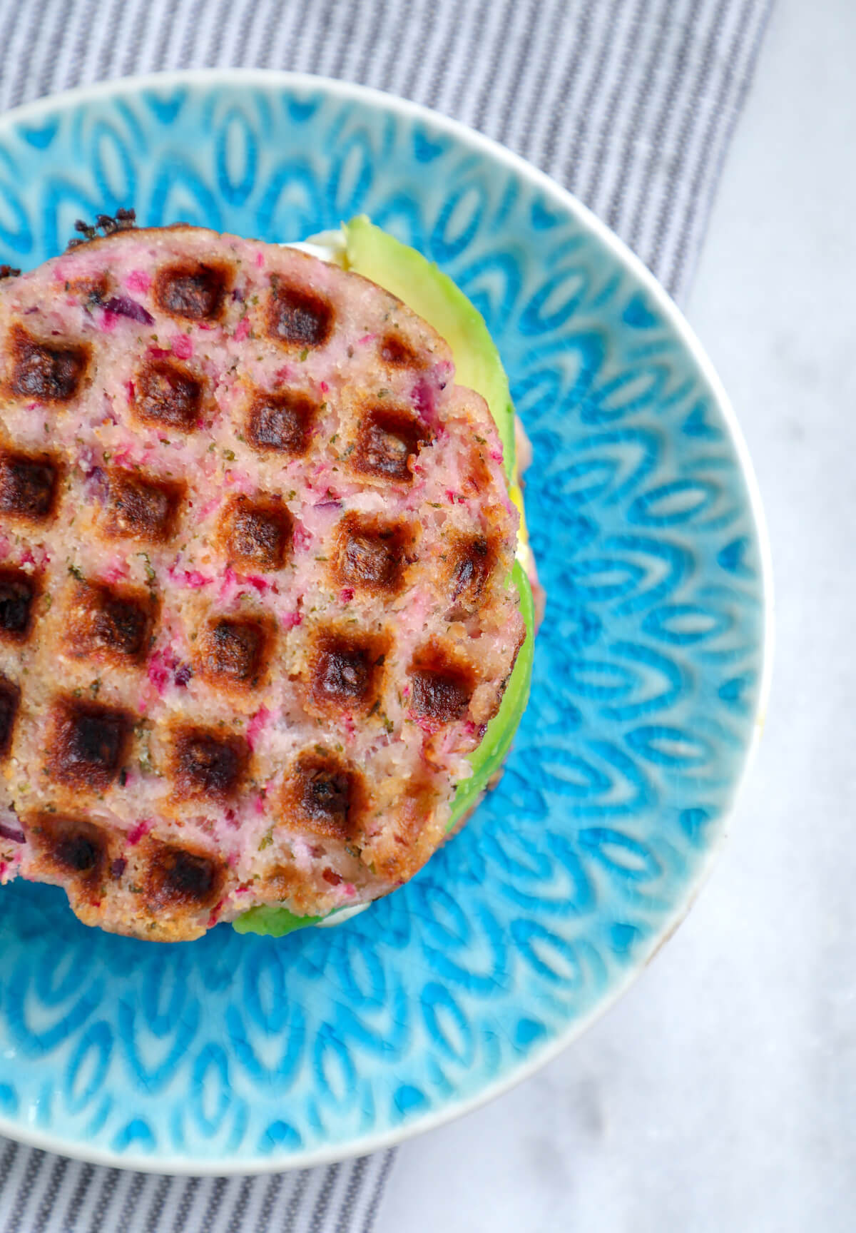 Keto Hash Browns made into a waffle egg sandwich