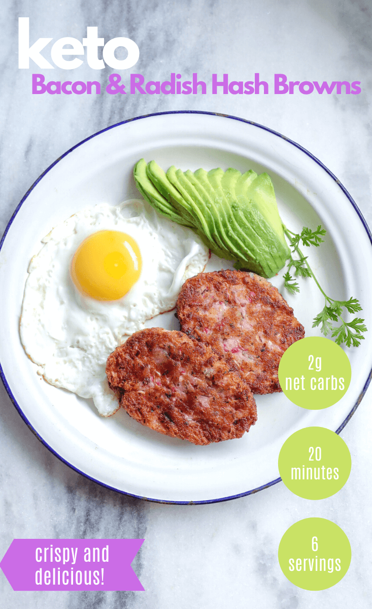 Keto Hash Brown with text overlay for Pinterest