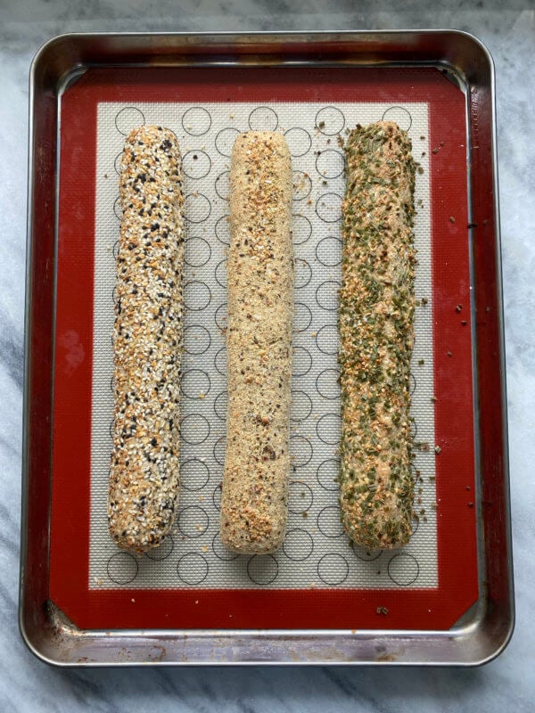Keto HOP Crackers on step two after first bake